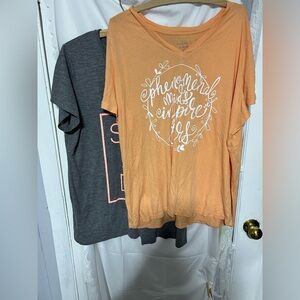 Two boyfriend size 2X  T-Shirts - orange and grey- comfortable shirts